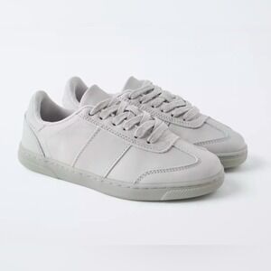 ZARA Kids Gray Faux Leather Lace Up Sneakers Size 12